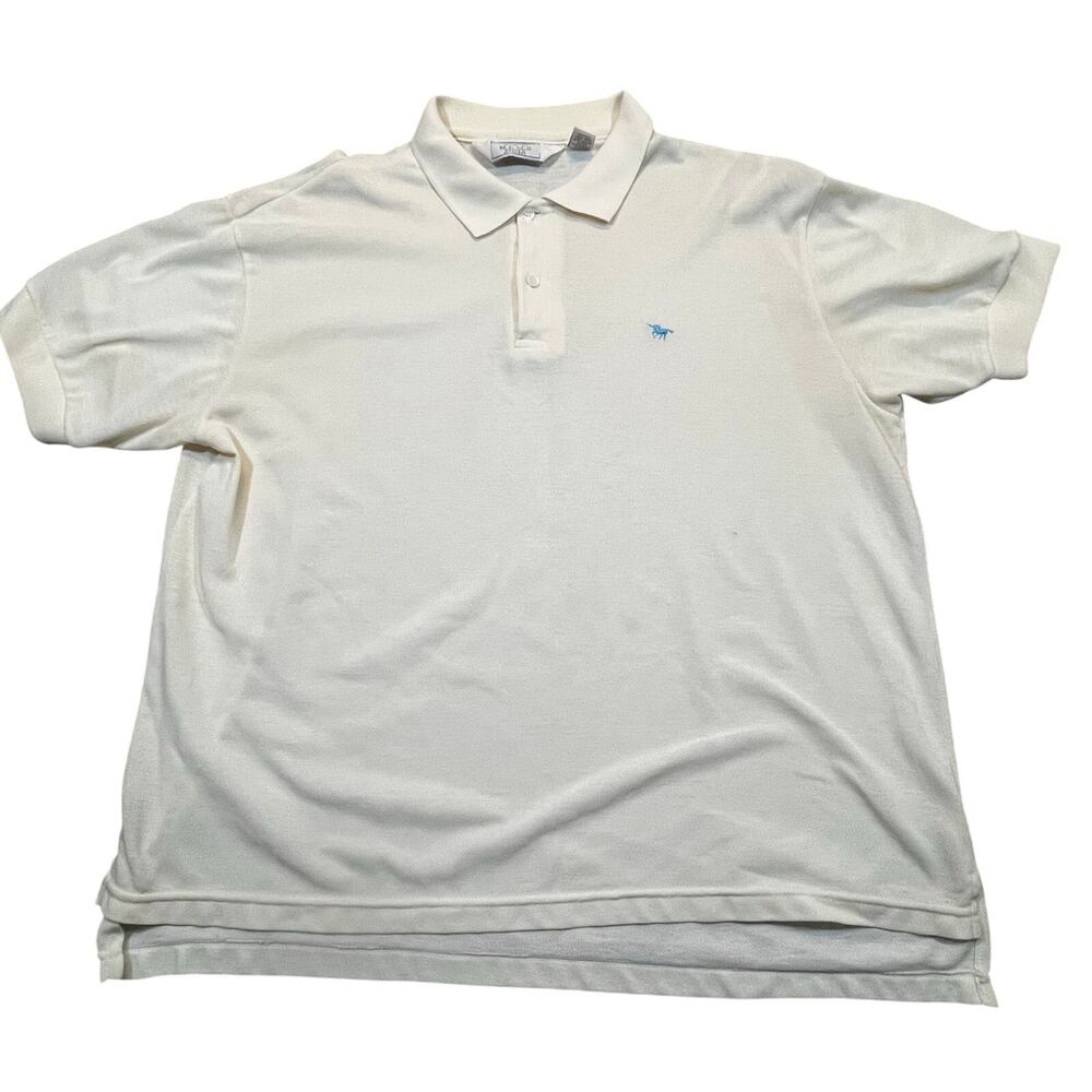 Vintage Sears‎ Men Polo Yellow  Men’s XL Unicorn Logo Short Sleeve Golf Shirt